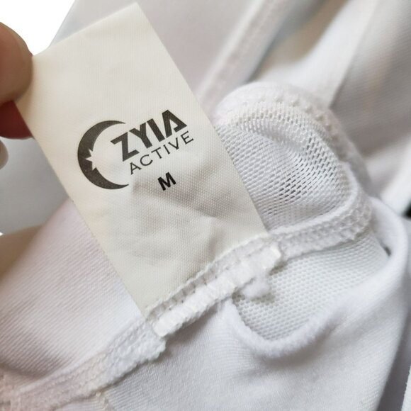 Zyia White Sports Bra M Medium One More Rep Zipper Detail Athletic Workout Gym - Picture 11 of 12